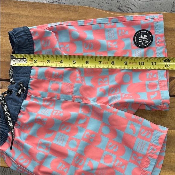 Pink and Blue Geometric Pattern Swimsuit with Elastic Waistband - Picture 8 of 8